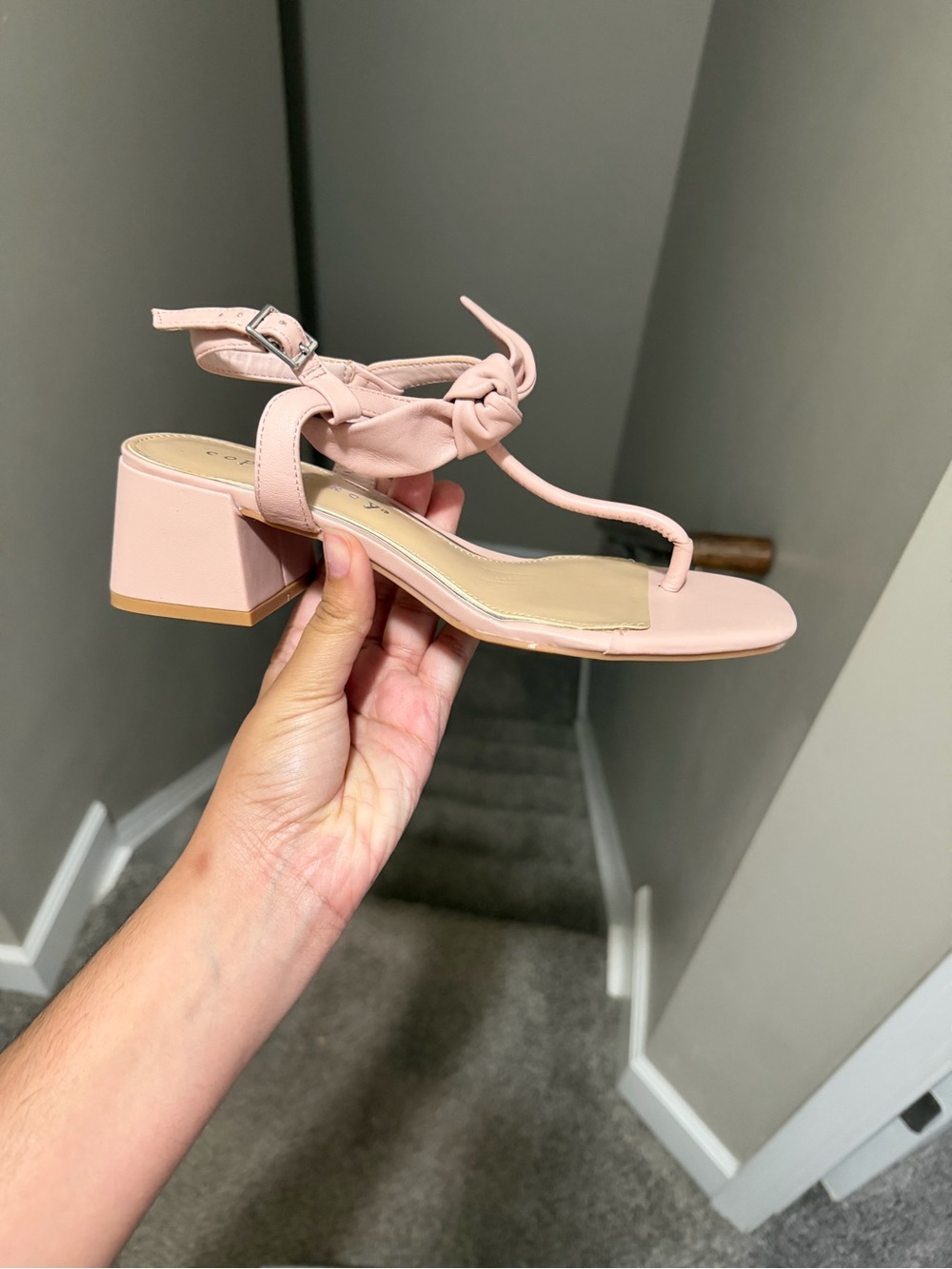 Copper Key Blush Knot Strap Block Heel Sandals